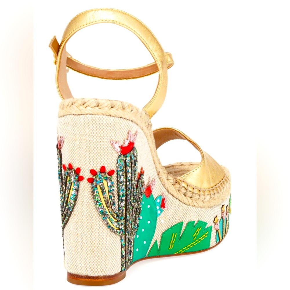 NIB 10 Kate Spade Dallas Glitter Cactus Platform Wedge - Picture 2 of 6